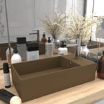 vidaXL håndvask m. overløb til badeværelse keramisk mat cremefarvet