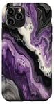Coque pour iPhone 11 Pro Drapeau Asexuality Marble Pride | Art en marbre noir, violet, gris