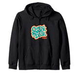 Three's Company Come And Knock On Out Door Retro Typography Zip Hoodie