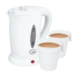500ML DUAL VOLTAGE ELECTRIC MINI TRAVEL KETTLE + 2 CUPS FOR USE HOME OR ABROAD