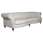 Mer Hemma Vintage chesterfield 3-sits soffa svängd läder gråvit 255 cm