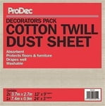 ProDec Triple Pack 12' x 9' and 24' x 3' Hardwearing Cotton Twill Dust Sheets For Covering Floors, Furniture, Stairs, Hallways, Corridors and Floors
