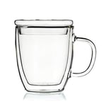 Coffee Mugs Double Walled Insulated Glasses 475ML Thick Thermal Cups Big Capacity with Handle for Latte Tea Coffee Cappuccinos Beverage Milk Juice with Lid (Transparent)