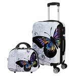 World Traveler 2-Piece Hardside Upright Spinner Luggage Set, Butterfly, One Size, 2-Piece Hardside Upright Spinner Luggage Set