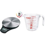 Salter Stainless Steel Digital Kitchen Weighing Scales & Pyrex P586 Pyrex Measuring Jug, 500 ml