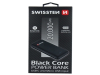 Swissten 22013928, Sort, Universel, Lithium Polymer (LiPo), 20000 mAh, USB, Micro-USB