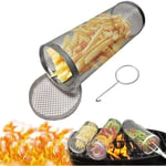 Panier Grill Roulant Inox - - 20Cm - Pour Frites, Poisson, Creve - USTENSILE BARBECUE PLANCHA