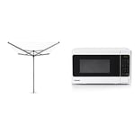Brabantia - Topspinner - 40 Metres of Clothes Line - Rotary Dryer with Ground Spike 45 mm - Metallic Grey - ø 271 cm & Toshiba 800w 20L Microwave Oven with 6 Preset Recipes, 11 Power Levels