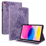 Apple iPad 10.9 10th Gen (2022) Fodral med fjärilar, Lila