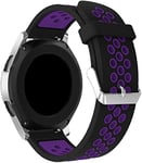 Simpleas compatible with TicWatch Pro/Pro 4G LTE / S2 / E2 Watch Strap, Soft Silicone Replacement Bands (22mm, Black and Purple)