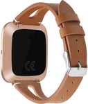 NeatCase Bands compatible with Fitbit Versa Watch Strap, Top Genuine Leather Smart Watch Band (Brown)