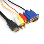 audio video cable hdmi cuivre pur à 3 rca + câble vga m - m 1.8m - 6ft ocs031