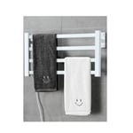 Towel Warmer Plug-in Bath Towel Heater, Towel Rail Radiator Electric Wall Mounted Towel Warmer Rack with 4 Square Tube Bars Bathroom Drying Rack,White