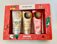 The Body Shop Smoothing Hand Cream Trio Strawberry Almond Shea 30ml Gift Set New