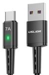 USB-C 3.1 til USB-A 2.0 fast charge kabel - 7A - Sort - 0.30 m