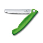 Victorinox, Swiss Classic, Professional Tomato and Table Knife, Extra Sharp Blade, Serrated Edge, 11 cm, Robust Plastic Handle, Stainless Steel, Green