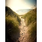Artery8 Summer Beach Path Photograph Bright Sunny Sandy Coastal Landscape Seascape Extra Large XL Wall Art Poster Print