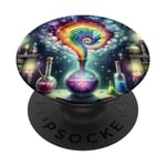 Rainbow Spiraling In Potion Bottle In Mystical Lab. Livres PopSockets PopGrip Interchangeable
