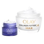 Olay Day &Night Set: Collagen Peptide 24 MAX Day Face Cream, 50ml, With Retin...