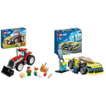 LEGO City Great Vehicles Tractor Toy, Farm Set with Rabbit Figure, Toys & City Electric Sports Car Toy for 5 Plus Years Old Boys and Girls, Race Car for Kids Set with Racing Driver