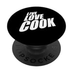 Live Kitchen Love Cook Toque de chef 5 étoiles Cuisine PopSockets PopGrip Interchangeable