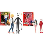 Miraculous P50356 Tales of Ladybug & Cat Adrien to Cat Noir Secret Superhero Fashion Doll with Accessories (Bandai), Multicolour & P50355 Tales of Ladybug & Cat Noir Superhero Secret Fashion Doll