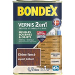 Bondex Vernis Bois 2 en 1 Protège et Embellit Aspect Brillant - 0,25L Couleur: Chêne foncé