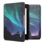 kwmobile Case Compatible with Amazon Kindle Paperwhite - Case PU e-Reader Cover - Aurora Turquoise/Blue/Black