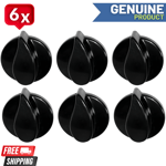 6X Black Cooker Oven Hob Control Knob Dial Flame Burner Switch For Belling