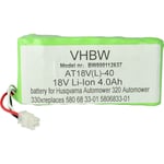 VHBW Batterie compatible avec Husqvarna Automower 430X, 440, 430, 430X 191304274, 420 2020, 2021, 2022 4000mAh, 18V, Li-ion - Vhbw