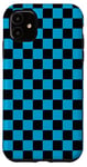 Coque pour iPhone 11 Motif damier noir et bleu à carreaux