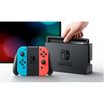 Nintendo Switch Console with Neon Red and Blue Joycon Controllers