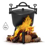 Gjutjärnskittel stående 10L, jaktgryta, öppen spis, MultiGarden grill