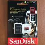 Genuine Sandisk 128gb Extreme Pro Micro Sd Sdxc Card V30 A2 170mb/s + Sd Adapter