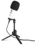 Vonyx CM320W USB Studiomikrofon med bordsställ - Vit, USB datormikrofon podcast videomöte med mer
