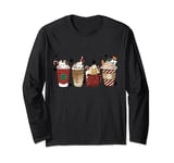 Groovy Latte Sweets Hot Chocolate Cat Lover Christmas Pajama Long Sleeve T-Shirt