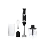 4-In-1 Hand Blender Set with Stainless Steel Blades, 600W, Black