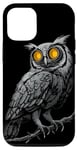 iPhone 14 Pro Owl on a branch with vintage camera lenses as eyes Case