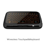H18 2.4GHz Mini clavier sans fil rétro-éclairé complet Touchpad clavier grande tablette tactile télécommande pour Android TV Box PC RPI 3 B +