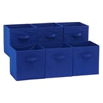 Amazon Basics Collapsible Fabric Storage Cube/Organiser with Handles, Pack of 6, Solid Navy, 26.6 x 26.6 x 27.9 cm