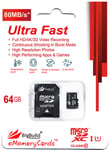 64GB microSD Memory card for Insta360 Pro, Insta360 Pro2 Camera, Class 10 80MB/s