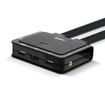 LINDY Switch KVM 2 Ports HDMI 2.0, USB 2.0 & Audio, cbles intégrés