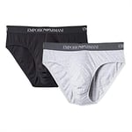 Emporio Armani Men's Pack of 2 Pure Cotton Briefs Slip Underwear, White, S UK