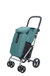 Carlett - Chariot de Courses supermarché Pliable avec 4 Roues,résistant à la Pluie, Grande capacité de 25kg,Un Sac Principal de 53L,Un Sac Thermique de 9L et Une Poche arrière-Couleur Vert
