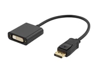 Deltaco - Videokort - Displayport (Hane) Till Dvi-D (Hona) - Displayport 1.2 - 20 Cm - Aktiv, Stöd För 1080P - Svart