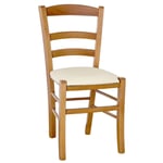 Chaise En Bois Paesana Noyer Clair Avec Assise En Similicuir Beige