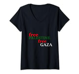 Womens Freedom Palestine Free Gaza T-Shirt V-Neck T-Shirt