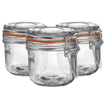 Glass Storage Jars 200ml Orange Seal Pack of 6