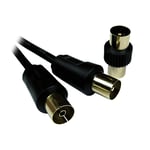 CDL Micro 3m 10'ft Coaxial/Coax TV Aerial Extension Cable/Lead with Male Coupler - BLACK