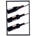 Mona - Väggmonterad vinhylla i svart metall - 3 flaskor